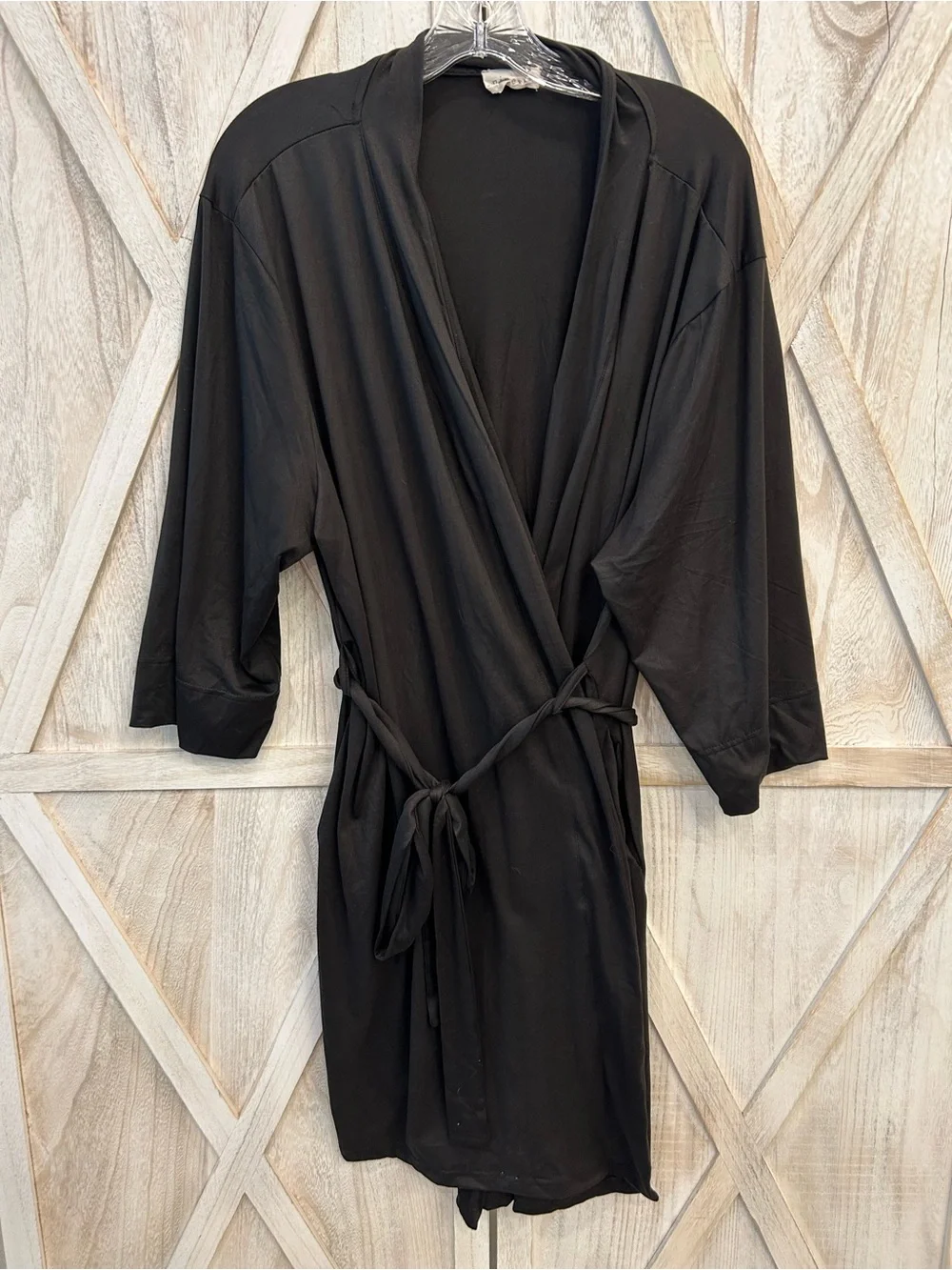 Black Women's Wrap Robe - Classic Lightweight Knit